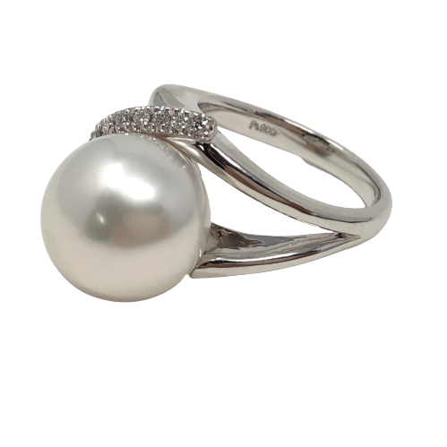 South Sea Pearl Platinum Diamond Ring (R13) | Pearl FALCO Singapore