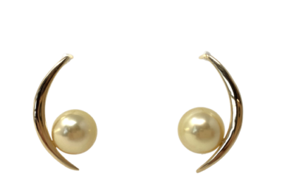 Shizuku Gold South Sea Pearl Gold Earrings (E28)