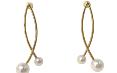 Shizuku White Akoya Pearl Gold Earrings (E44)