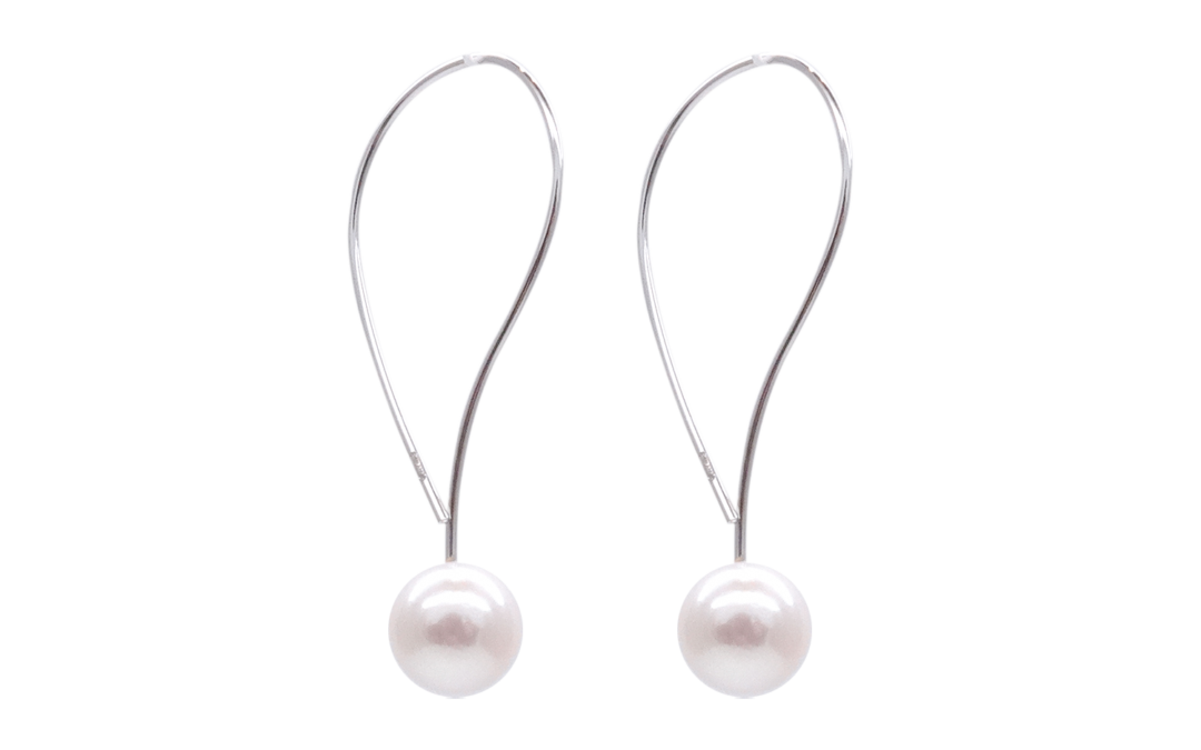 White Akoya Pearl Gold Earrings (E14)