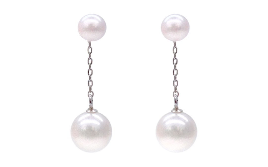 White Akoya Pearl White Gold Earrings (E16)