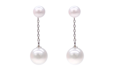 White Akoya Pearl White Gold Earrings (E16)