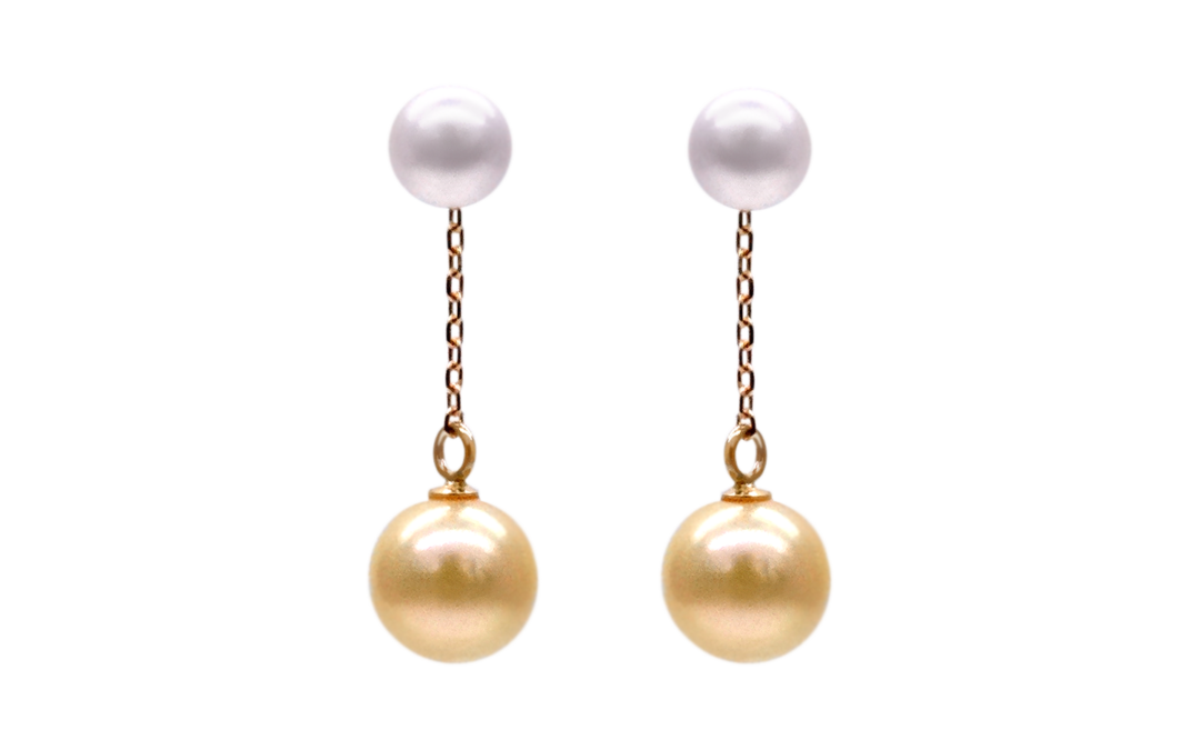 Gold White Akoya Pearl Gold Earrings (E9)