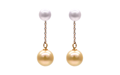 Gold White Akoya Pearl Gold Earrings (E9)