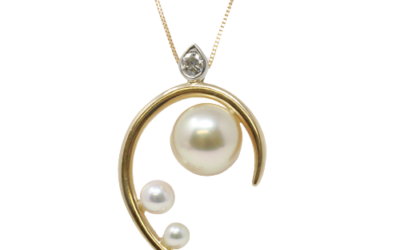 Shizuku White Akoya Pearl Gold Pendant (P24)