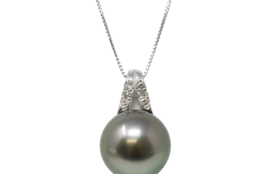 Black South Sea Pearl White Gold Diamond Pendant (P3)