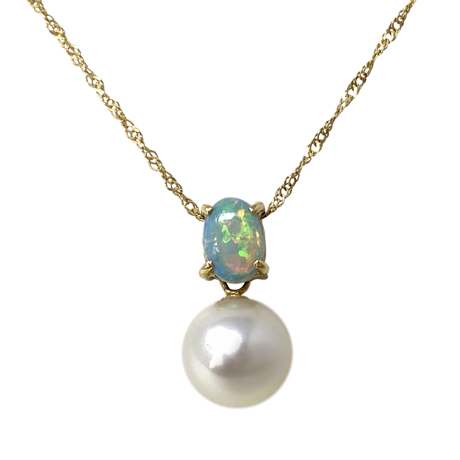 white gold opal pendant