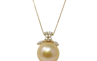 Gold South Sea Pearl Gold Diamond Pendant (P6)