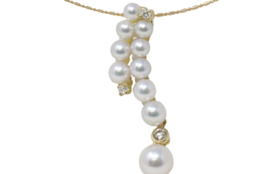 White Akoya Pearl Gold Diamond Pendant (P8)