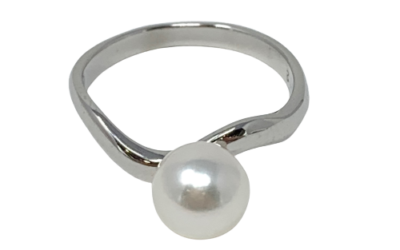 White Akoya Pearl Silver Ring (R14)