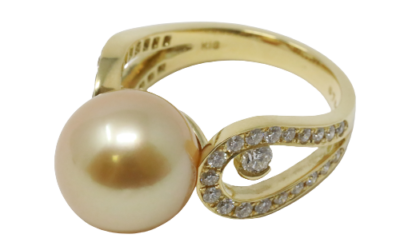 Gold South Sea Pearl Gold Diamond Ring (R3)