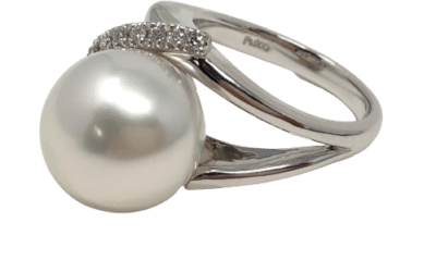 South Sea Pearl Platinum Diamond Ring (R13)