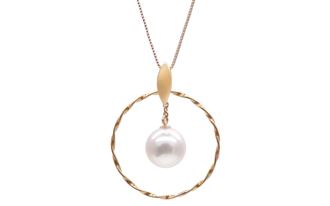 Shizuku White Akoya Pearl Gold Pendant (P46)