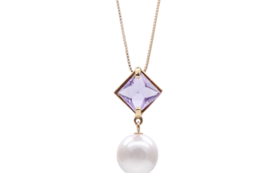 White Akoya Pearl Gold Gemstone Pendant (P44)