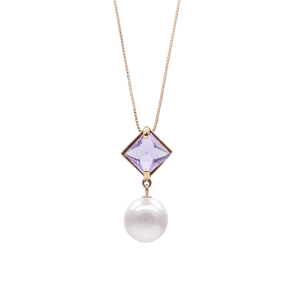 White Akoya Pearl Gold Gemstone Pendant (P44)