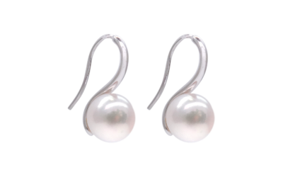 White Akoya Pearl White Gold Earrings (E47)