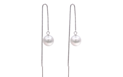 White Akoya Pearl Gold Earrings (E57)