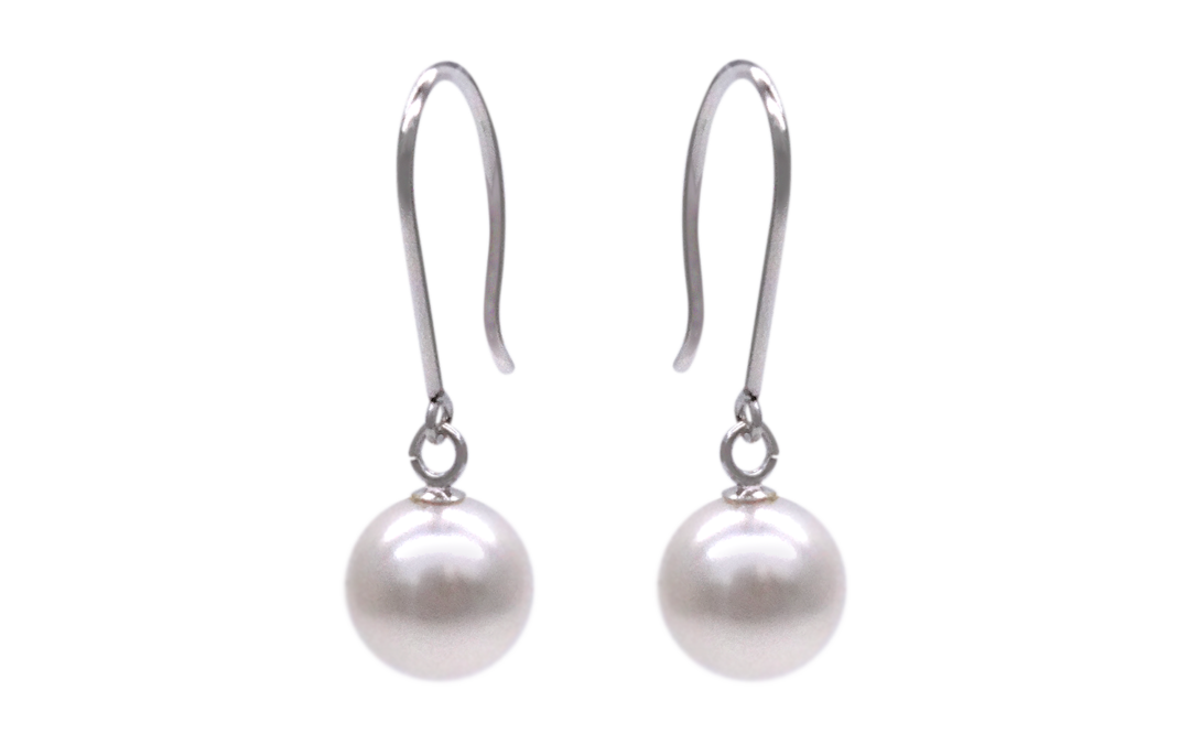 White Akoya Pearl White Gold Earrings (E61)