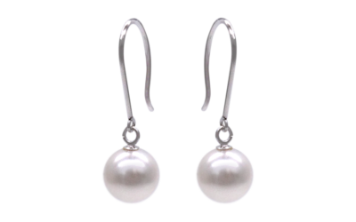 White Akoya Pearl White Gold Earrings (E61)