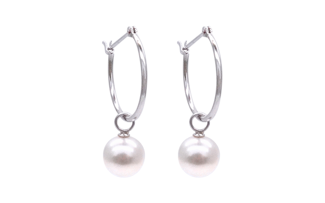 White Akoya Pearl Gold Earrings (E69)