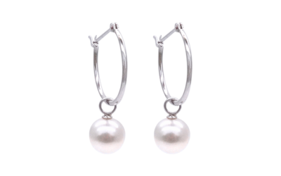 White Akoya Pearl Gold Earrings (E69)