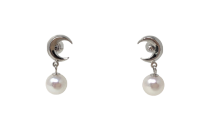 White Akoya Pearl Silver Earrings (E60)