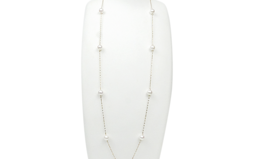 White Akoya Pearl Station Necklace (N25)