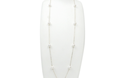 White Akoya Pearl Station Necklace (N25)