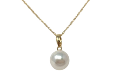 White Akoya Pearl Gold Pendant (P73)