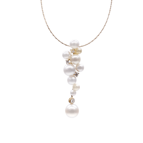 Akoya Pearl Diamond K18 Gold Pendant P75