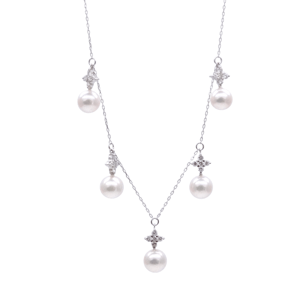 White Akoya Pearl White Gold Pendant (P82)