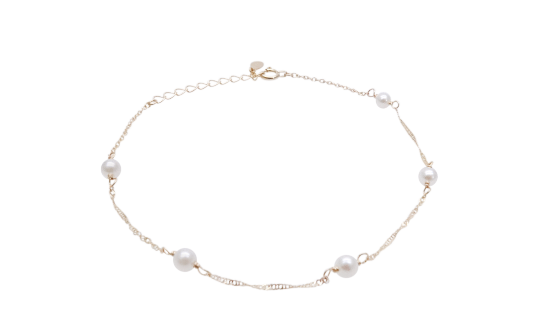 White Akoya Pearl Gold Station Bracelet (BL17)