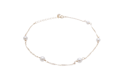 White Akoya Pearl Gold Station Bracelet (BL17)