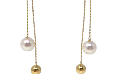 White Akoya Pearl Gold Earrings (E83)