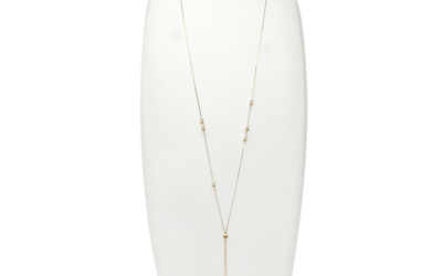 White Akoya Pearl Gold Station Necklace (N24)