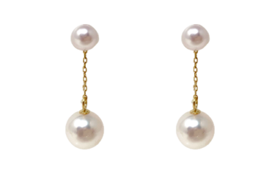 White Akoya Pearl Gold Earrings (E92)