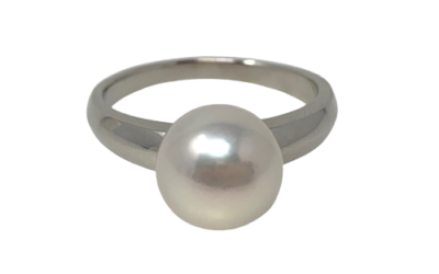 White Akoya Pearl Platinum Ring (R18)