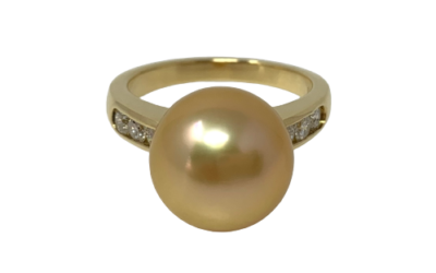 Gold South Sea Pearl Gold Diamond Ring (R20)