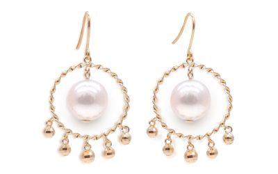 White Akoya Pearl Gold Earrings (E107)