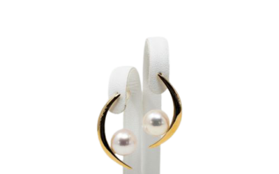 Shizuku White Akoya Pearl Gold Earrings (E123)