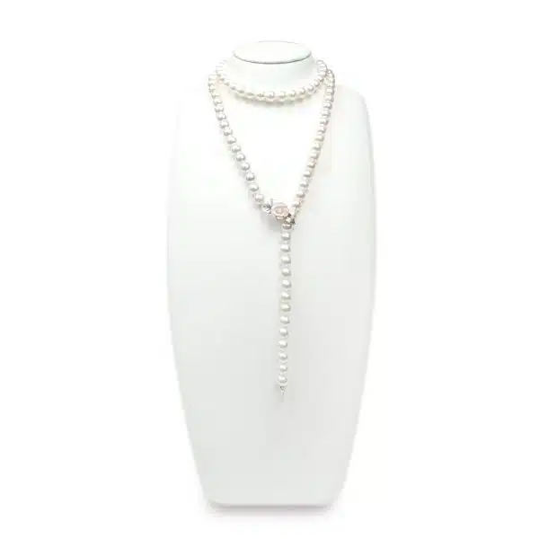 Pink Akoya Pearl Long Strand Necklace (N102)