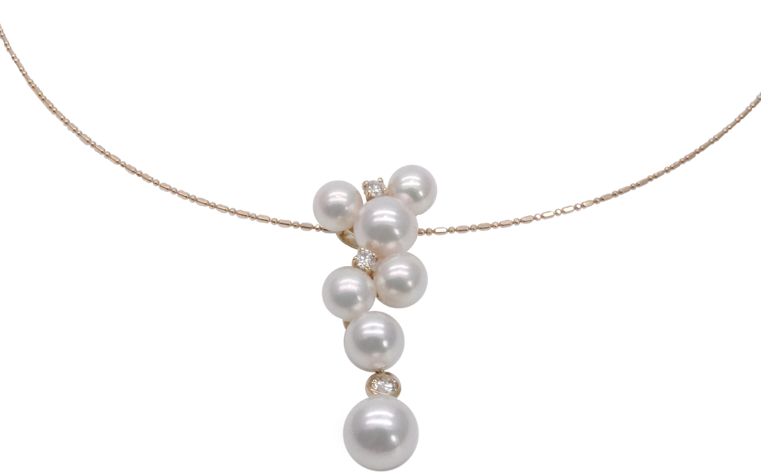 White Akoya Pearl Gold Diamond Pendant (P200)