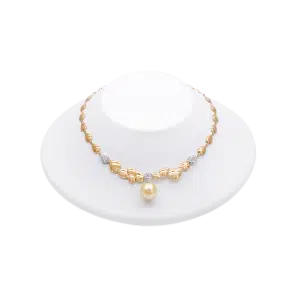 South Sea Gold Pearl Diamond K18 Gold Necklace (N107)