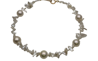 Light Grey Akoya Keshi Pearl Bracelet (BL53)