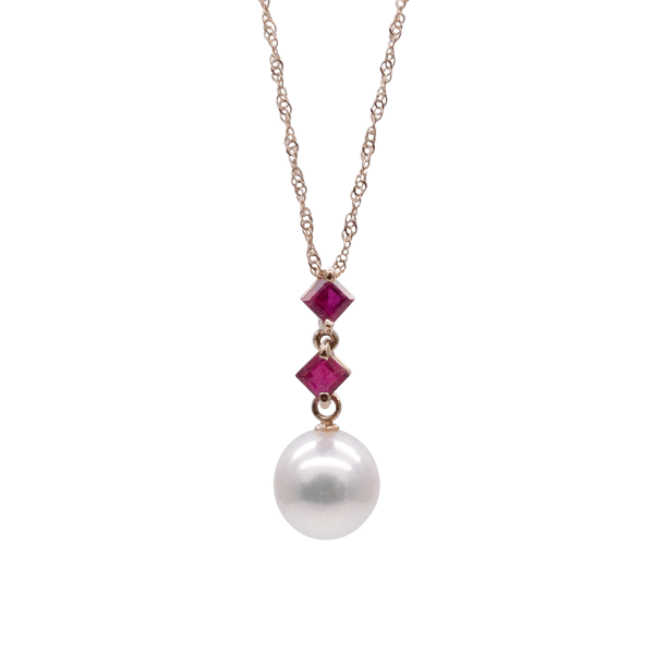 Akoya Pearl Ruby K18 Gold Pendant P204