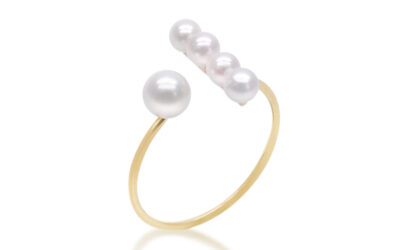 White Baby Akoya Pearl Gold Ring (R50)