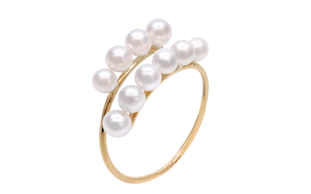 White Akoya Pearl Gold Ring (R51)