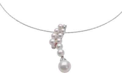 White Akoya Pearl Gold Diamond Pendant (P57)