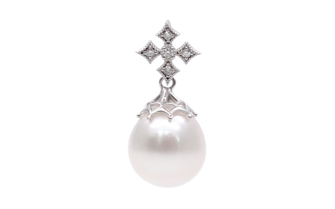 White South Sea Pearl White Gold Diamond Pendant (P211)