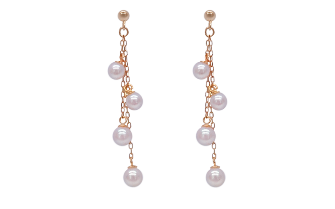 White Akoya Pearl White Gold Earrings (E224)